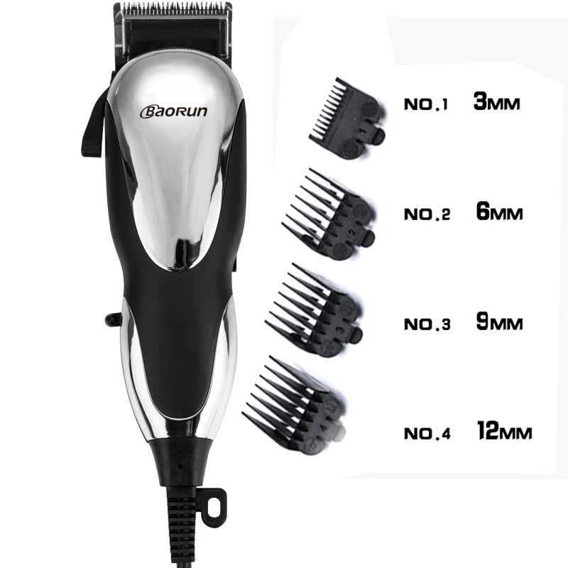 BaoRun электрическая машинка для стрижки волос профессиональный триммер для волос для мужчин бесшумный Ультра мощный парикмахерский салон машинка для стрижки волос со шнуром 220 В