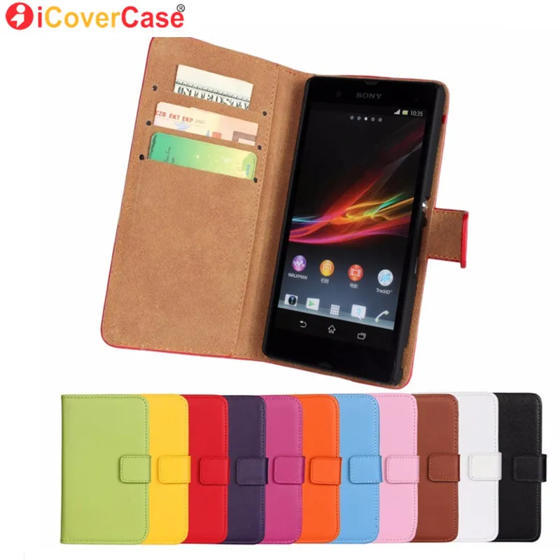 

iCover Cover Cases for Sony Xperia L1 J ST26i M C1905 E C1605 T Lt30P V Lt25i T3 M4 Aqua L S36h Case Flip Genuine Leather Coque