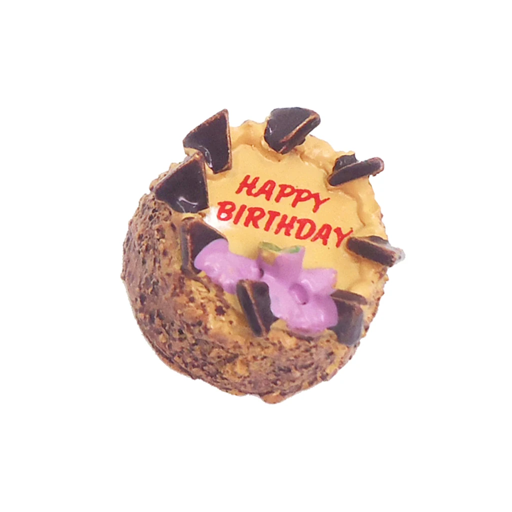 MagiDeal 1:12 Dollhouse Miniatures Happy Birthday Chocolate Cake Food Bakery Kitchen Toy for Dolls House Dining Room Cupboard
