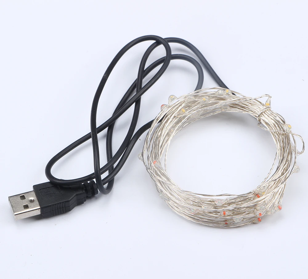 50 100 led медный провод, сказочный светильник, Рождественский usb, 5 м, 10 м, led серебристый провод, сказочный светильник, гирлянда для свадьбы, дня рождения, Декор