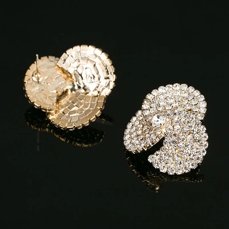 Женские серьги гвоздики с кристаллами золотистого цвета # E237|colorful stud earings|stud