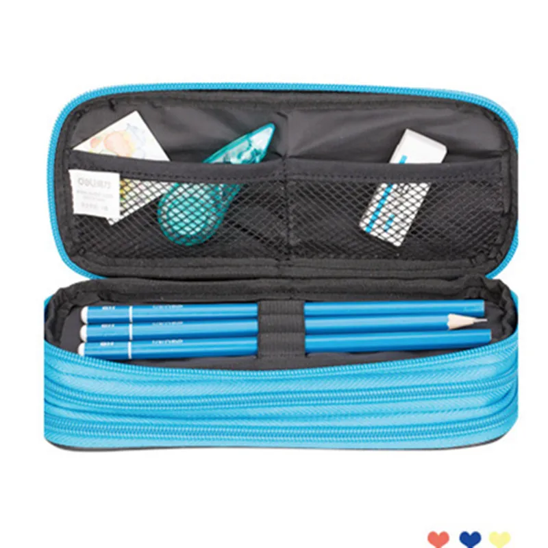 

Zipper Pencil Case For Boys Girls Large Capacity Canvas Red Blue 215x90x60mm Office Supplies