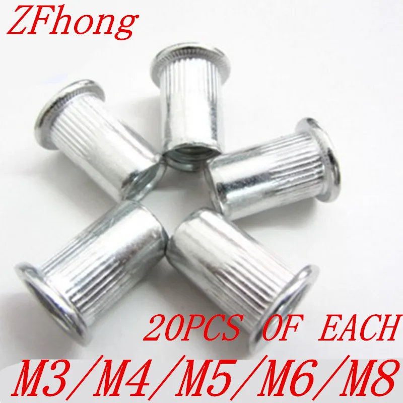 

100pcs m3 m4 m5 m6 m8 Aluminium rivet nut Metric Flat Head Blind Insert nut PEM hand Rivet Nut Riv nut