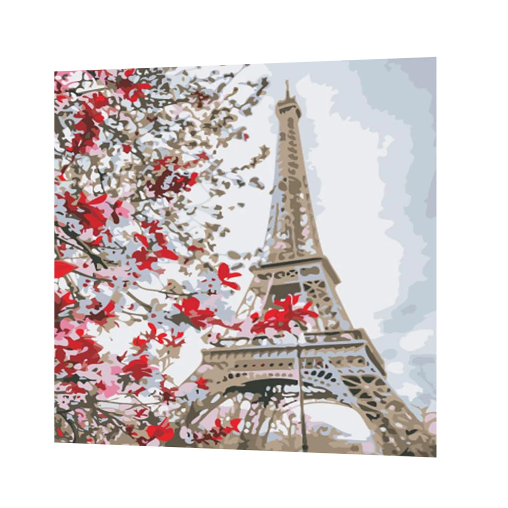 DIY Eiffel Tower Paint By Number Kit Oil Painting On Canvas Art Home Decoration