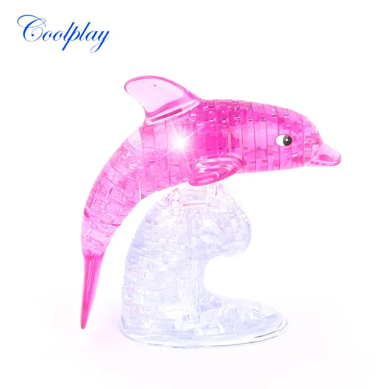 

95PCS DIY 3D Dolphin Puzzle Cube Jigsaw Assembly Crystal Dolphin Model Swimming Dolphin Toys for Children }