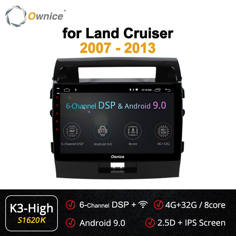 Ownice Android 9,0 автомобильный DVD Navi gps плеер для Toyota land Cruiser 200 2007 2008 2009 2010 2011 2012 2013 k3 k5 k6 DSP 4G SPDIF - Цвет: S1620 K3-High