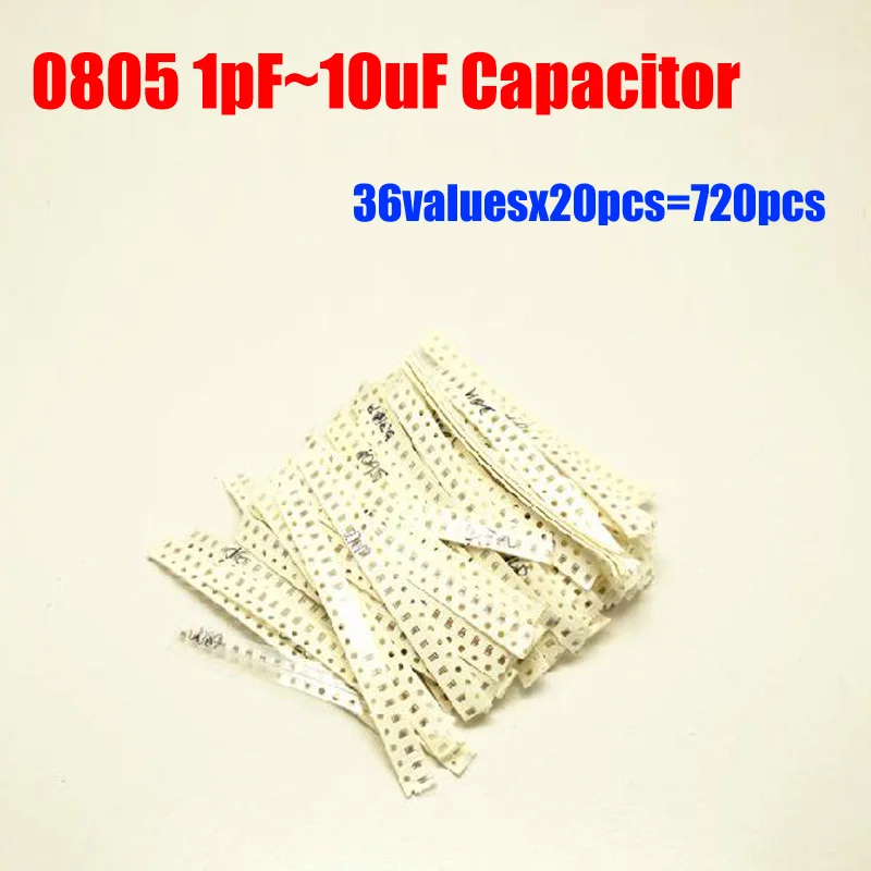0805 SMD Capacitor Sample Kit 36valuesX20pcs=720pcs 1PF10UF Capacitor