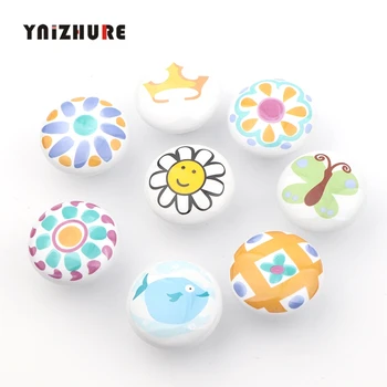 1PC Cute Child Nordic Ceramic Single Round Knobs Wardrobe Kitchen Garden Door Handle Modern Cabinet Handle With Screw