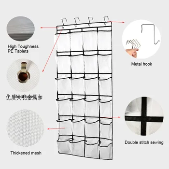 

24 Mesh Pockets Over Door Shoe Organizer Hanging Closet Shoe Hanger Storage YU-Home