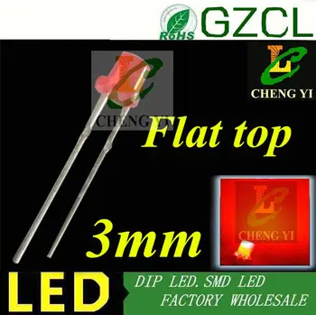 

LED diode 3mm flat top red led color diffused DIP LED Electric indicator 2.0-2.2V(1000PCS Free shpping)