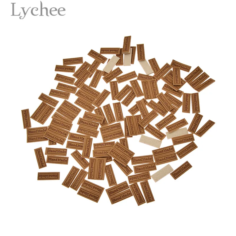 Lychee Life 100 шт. 20x7 мм ярлыки из искусственной кожи ручной работы декоративные бирки