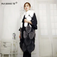 RuiXiangTe женская шуба натуральный мех жилетки песец мех пальто шуба с меховой настаящий мех безрукова прямая поставка