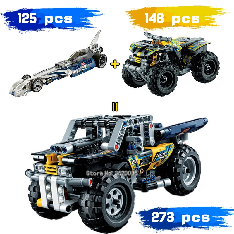 

Technology Fit Pull back car Racing car SUV Building Blocks Assemble compatible legoinglys 42033 42034 toys for children gift