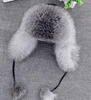 A la venta 100% Real Fox fur mujeres ruso Ushanka aviador trampero nieve esquí sombrero gorras auriculares invierno mapache piel bombardero sombrero ► Foto 2/6
