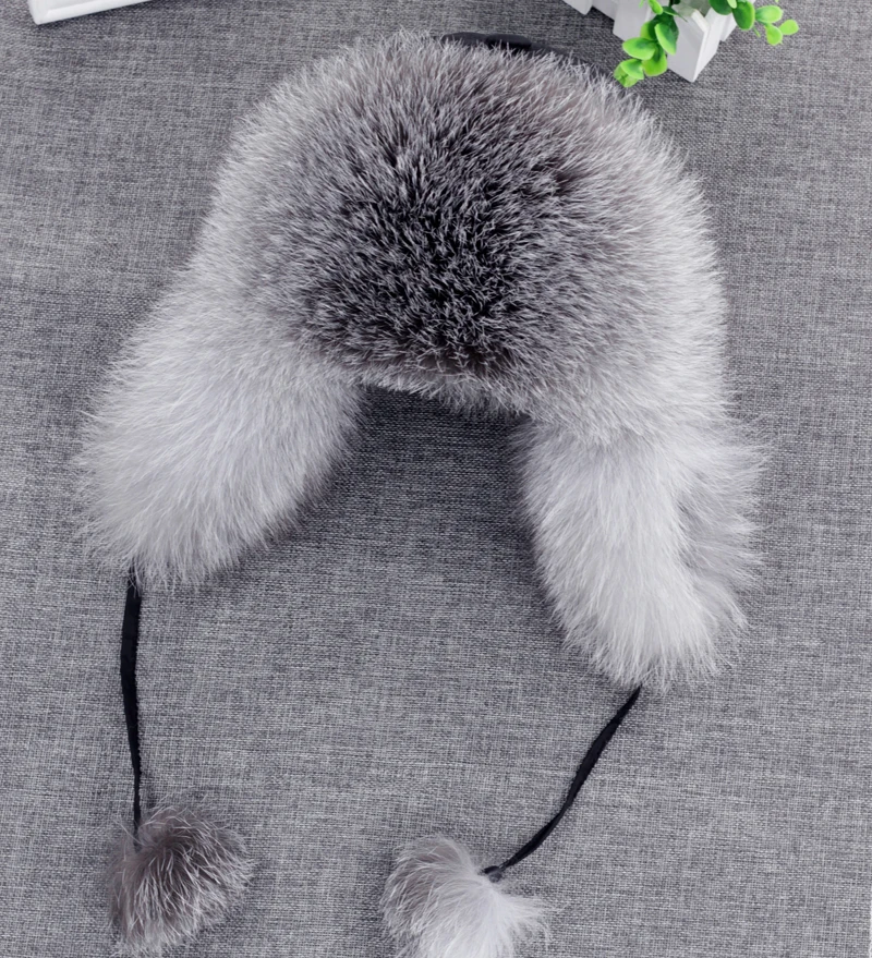 على بيع 100% ريال فوكس الفراء المرأة الروسية Ushanka الطيار الصياد الثلوج التزلج قبعة قبعات earflap الشتاء الراكون الفراء مفجر قبعة