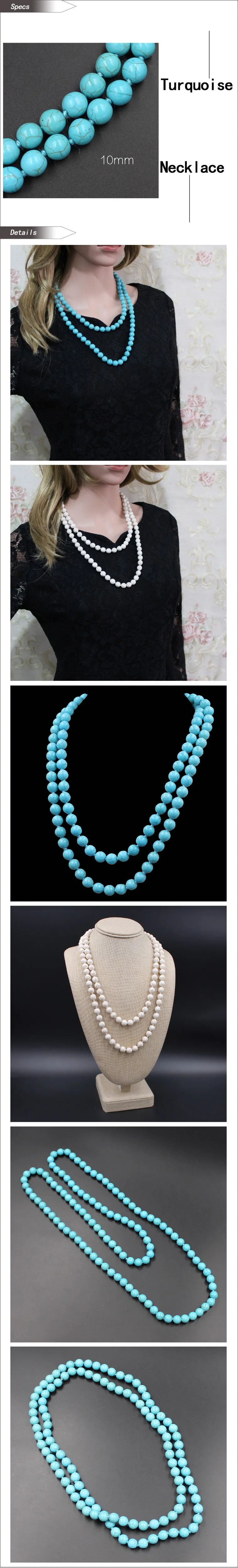 Kakee модное бирюзовое круглое бисерное массивное ожерелье s длинное ожерелье с камнем для женщин минималистичное ювелирное изделие подарок