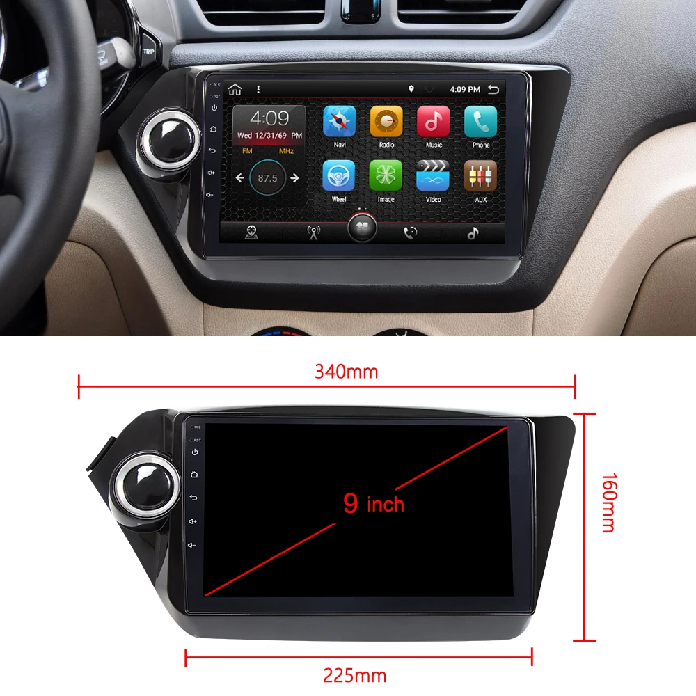 Best Eunavi android 8.1 car dvd player gps navigation for Kia k2 RIO 2010 2011 2012 2013 2014 2015 2017 car radio stereo dvd gps 2din 1