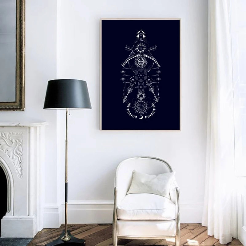 moon phases prints living room decor