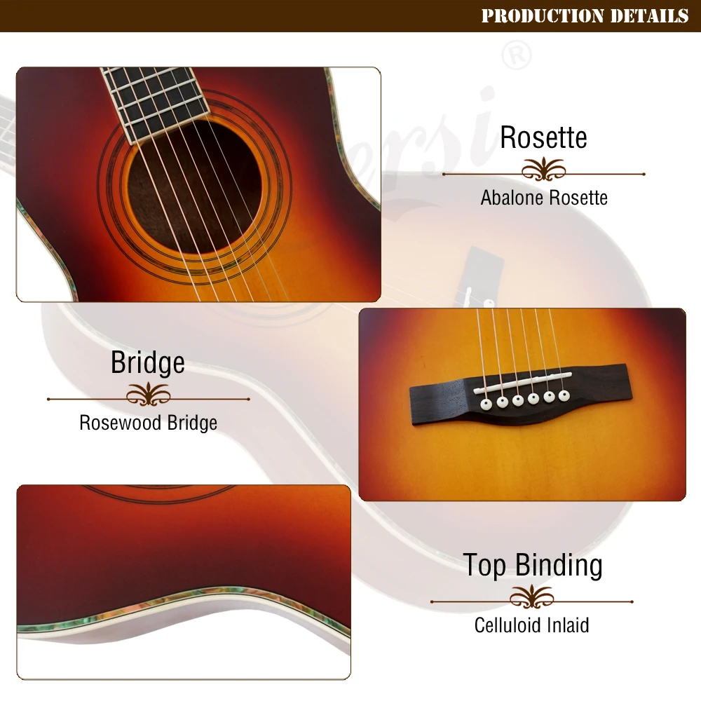Aiersi бренд Sunburst Реплика 1895 O-28 туристический салон акустический салон гитара с гитарный чехол
