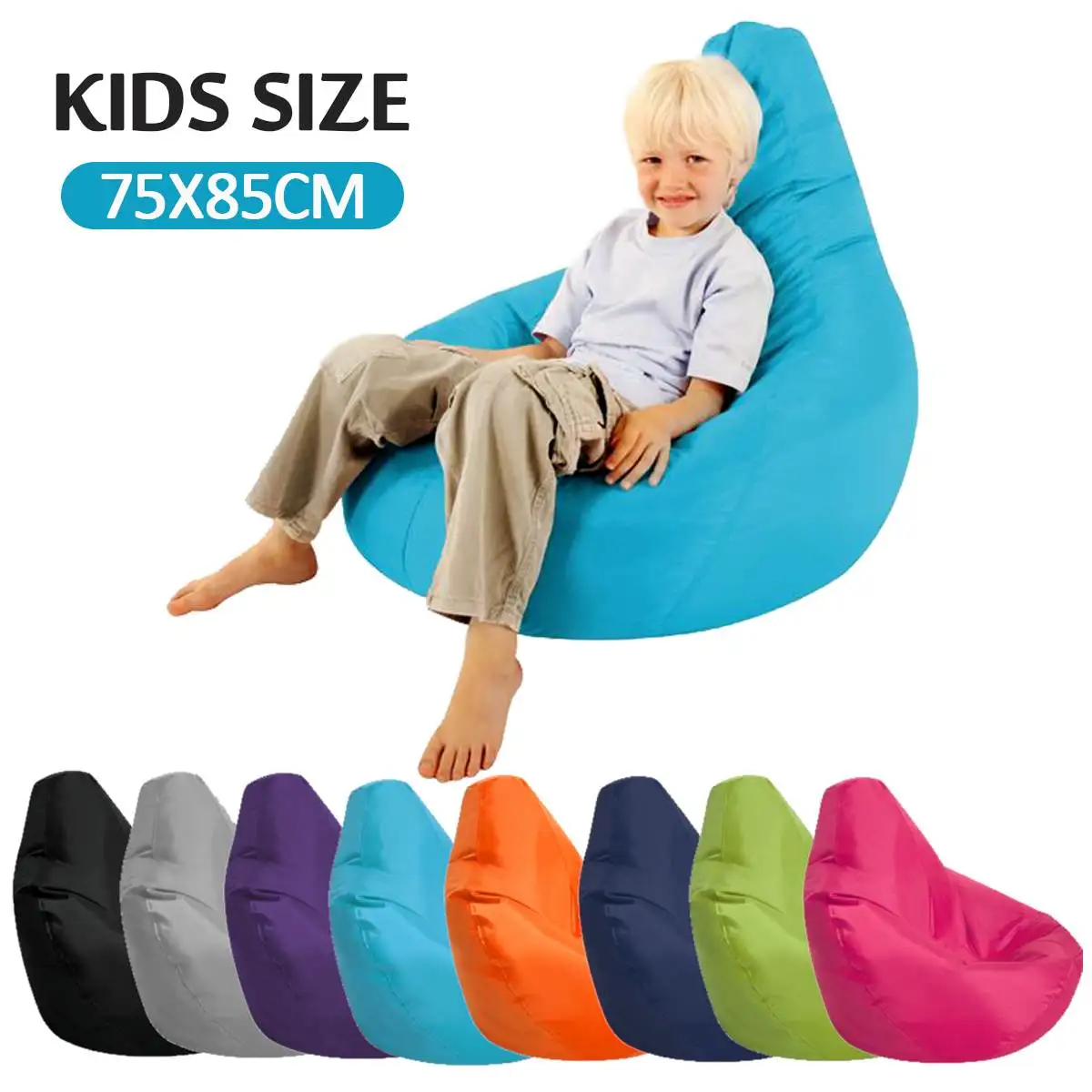 Kids Bean Bag Sofa Chair Cover Lounger Sofa Ottoman Seat Living Room Furniture Without Filler ...