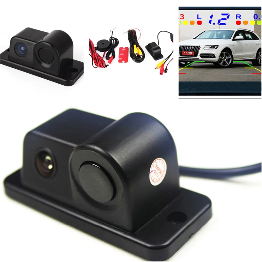 Auto Assist Waterproof 2 In1 Parking Sensor Black Sensors Reversing Radar with Car Rear View Reverse Backup Camera Dropshipping photo