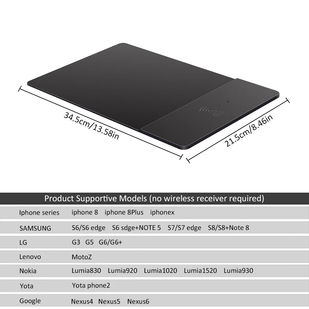 Беспроводное зарядное устройство быстрый беспроводной зарядный коврик для мыши для IPhone samsung Note Galaxy