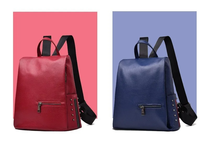 Новый дизайнерский большой емкости женский рюкзак с заклепками для девочек Школьный рюкзак из искусственной кожи женский кошелек Mochila