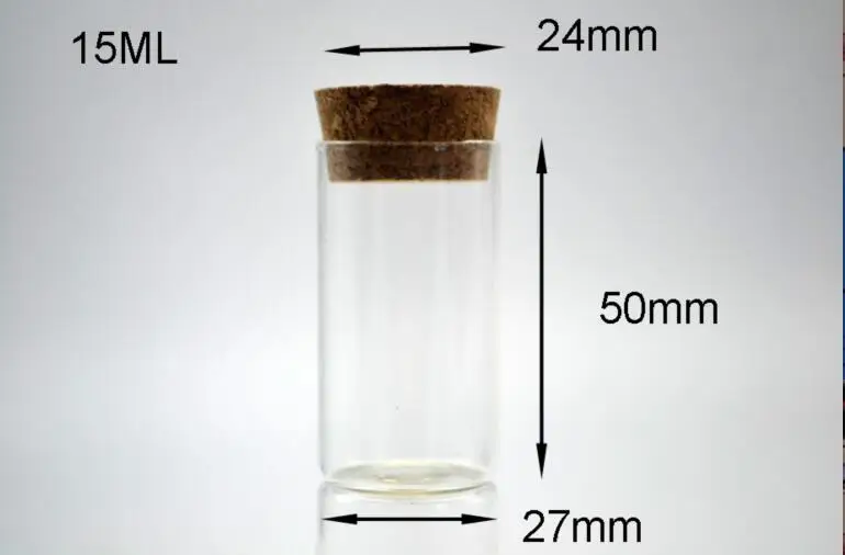 50pcs 27*50mm High quality Hot Fashion Small Glass tube Cute Mini Wishing Cork Stopper Glass Bottles test Vials Jars Containers 2