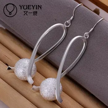 Spherical beads shape silver plated dangle earrings for women long earring drop earring E133