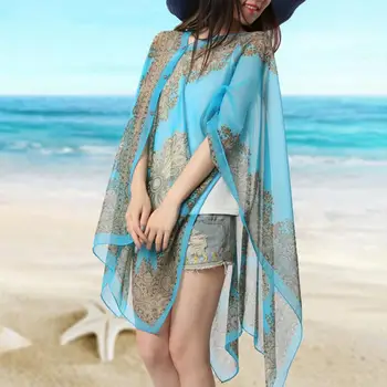 

Printed Chiffon Bikini Cover Up Women Bikini Cover Up Swimwear Women Robe De Plage Cardigan Beach Blanket Swimsuit Ups