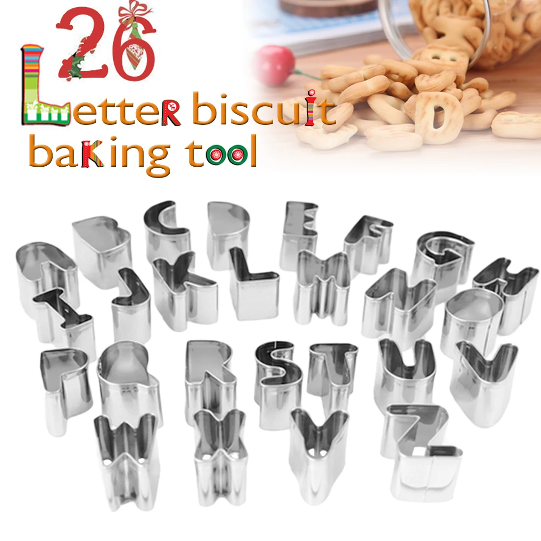 Birthday Cookie Cutters 26pcs/set Stainless Steel English Letters Shape