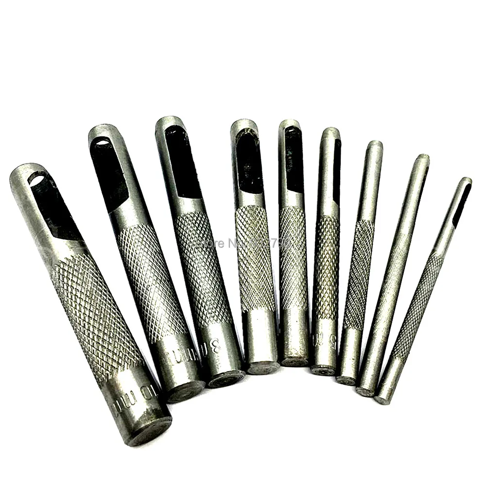 

9pcs Hollow Hole Leather Punch Set Cuts Holes In Leather Plastic Rubber Belt Watch Gasket 2.5mm 3mm 4mm 5mm 6mm 7mm 8mm 9mm 10mm