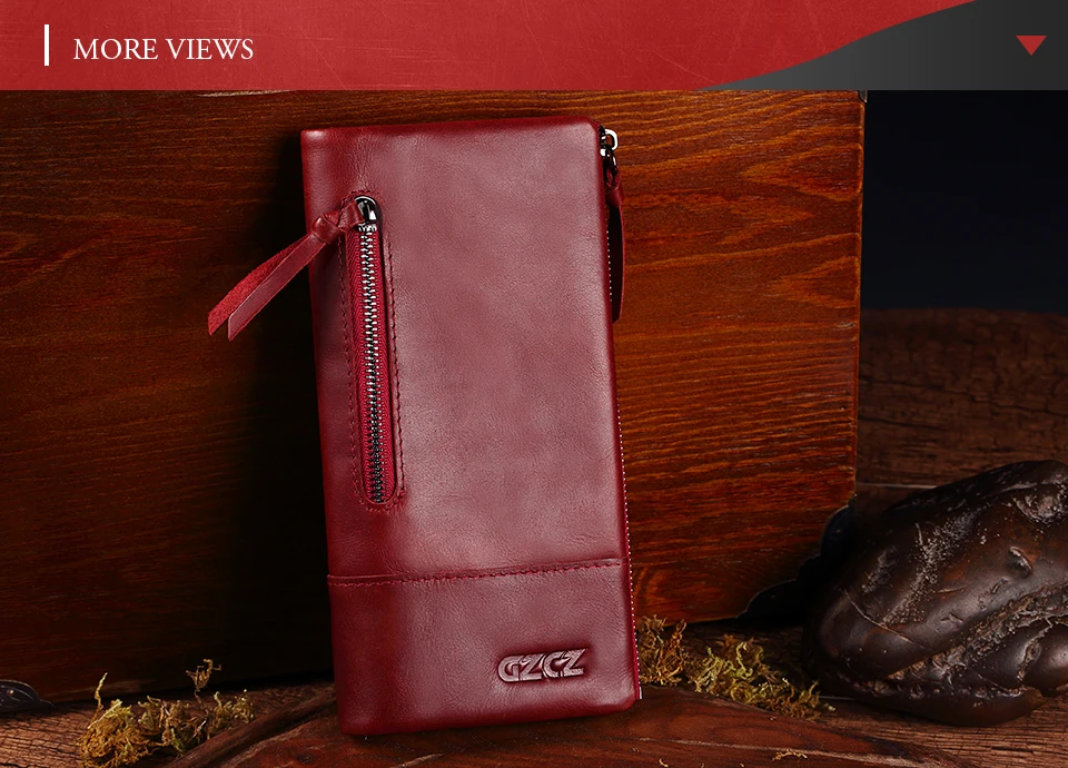 GZCZ Genuine Leather Wallet Female Coin Purse Women Wallets Double Zipper Clamp For Money Clutch Long Walet Woman Portomonee