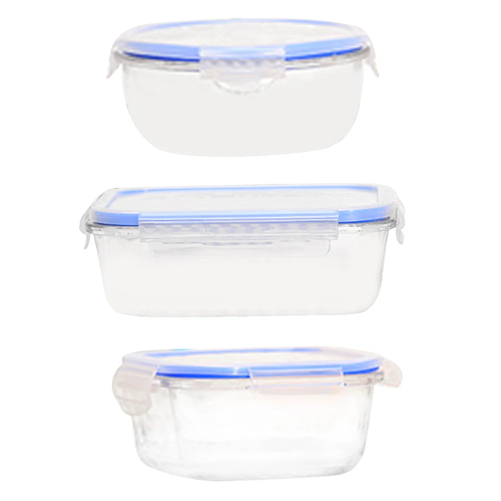 

1pcs Glass Lunch Box Microwave oven heating refrigerated sealed leakproof food container transparent borosilicate food bento box