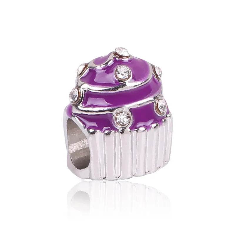 

New 1Pcs Cake Plane Shape Big Hole Alloy Beads Fits Pandora Bracelet Charms DIY Necklace Beads Free Shipping