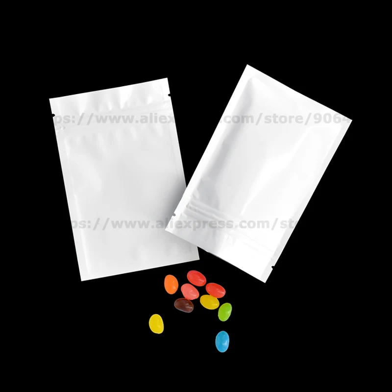 100 шт белые Ziplock пластиковые пакеты для упаковки с застежкой-молнией Самоуплотняющиеся Ziplock полиэтиленовые Упаковочные пакеты белые алюминиевой фольги сумки на молнии