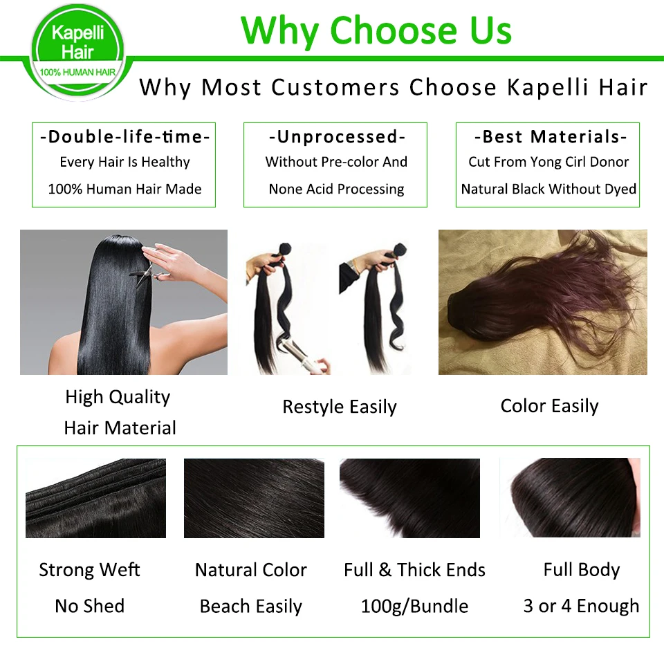 Прямые пучки бразильских локонов для волос, пучки человеческих волос, 3/4 пучков, не Реми, натуральные черные волосы для наращивания
