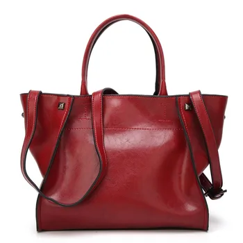 

ALIEME Vintage Wing Handbag High Quality Oil Wax Leather Red Black Brown Ladies New Fashion Bag Women Shoulder Crossbody Bags