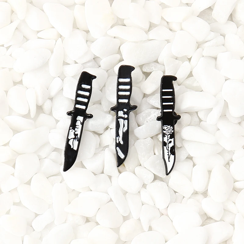 Creative Lover Leg Rose Knife Blade Black Dark Enamel Pins Punk Pin Badges Brooches for Women Men Jewelry Accessories | Украшения и