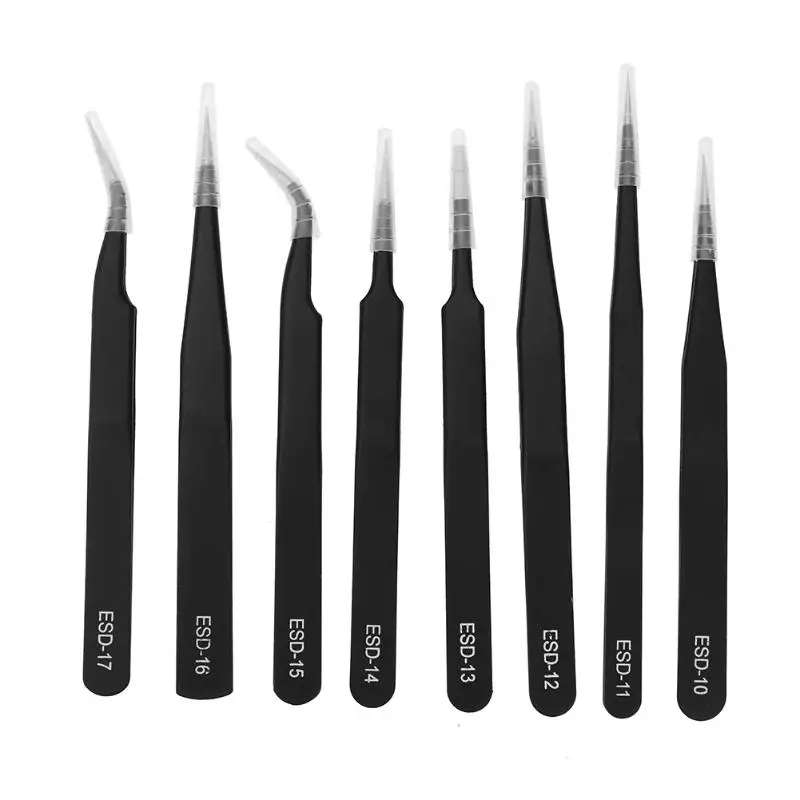 8pcs BGA Precision Tweezers Set Anti static Tweezers Stainless