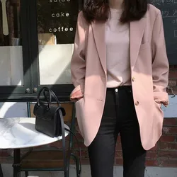 2019 Autumn Female Models Korean Fashion Casual Small Suit Jacket Female Temperament Loose Wild Ins Pink Suit 2019 Autumn Female Models Korean Fashion Casual Small Suit Jacket Female Temperament Loose Wild Ins Pink Suit