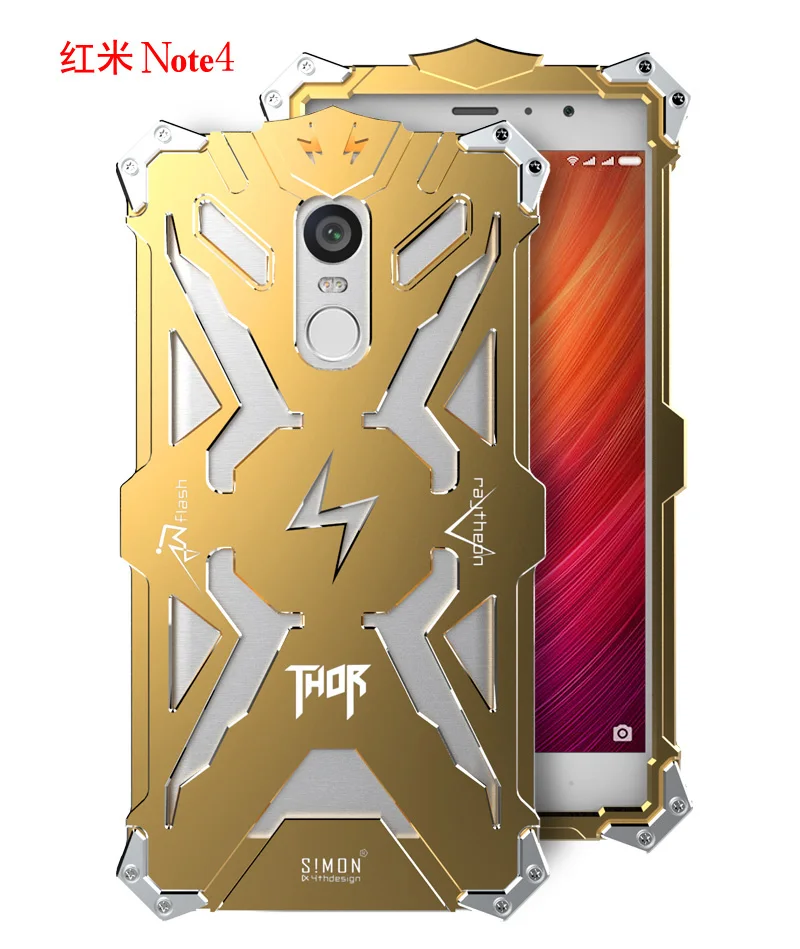 

Aluminum Armor Thor Case For Xiaomi Redmi Note 4X Note 4 Note 3 Note 2 Case Cover The Flash Iron Man Phone Shell Skin Bag