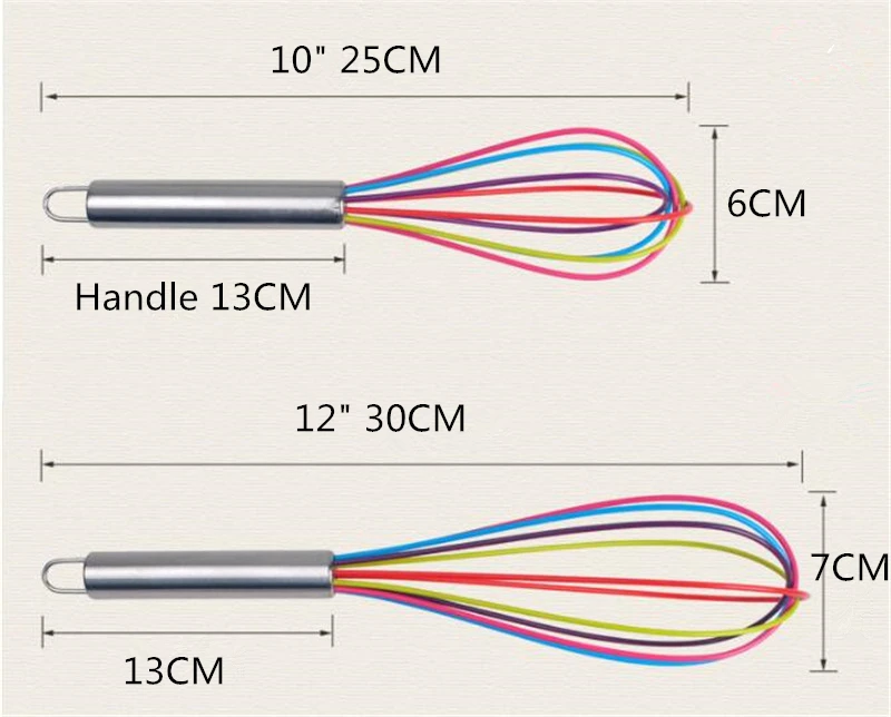Homehow 1 шт./лот, цветные силиконовые венчики для взбивания яиц 1" 12", ручные венчики для взбивания теста, молочного крема, мешалки для яиц