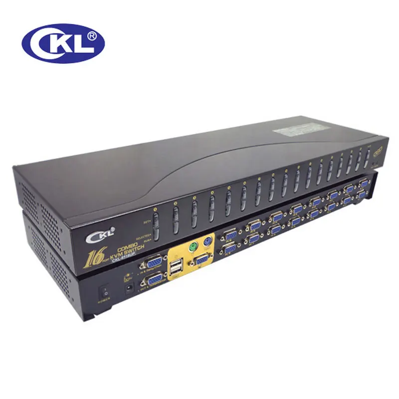 

CKL 16 Port Auto OSD USB PS/2 VGA KVM Switch with Cables Rack Mount Switcher for Monitor Keyboard Mouse CCTV DVR CKL-9116UP
