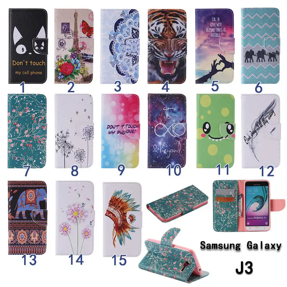 

Art Printed Book Flip Covers For SAMSUNG Galaxy J3 (2016) Duos J3 2016 SM-J320F/DS SM-J320M/DS PU Leather Cases TPU Full Housing