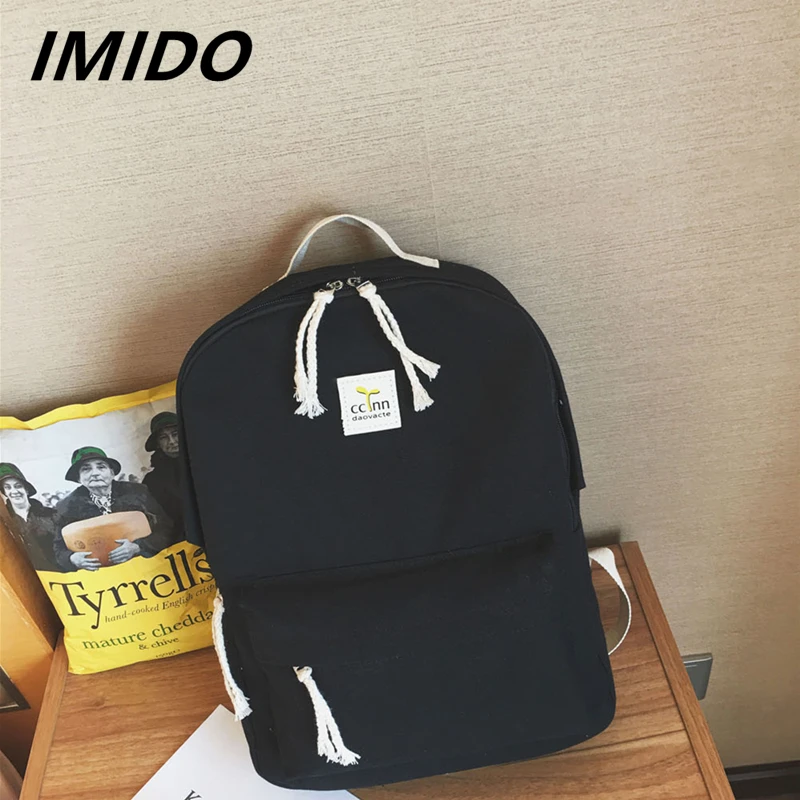 

IMIDO 2019 Summer Style Stylish Simplicity Solid Color Shoulder Korean Version School Bag Middle School Student Couple Backpack