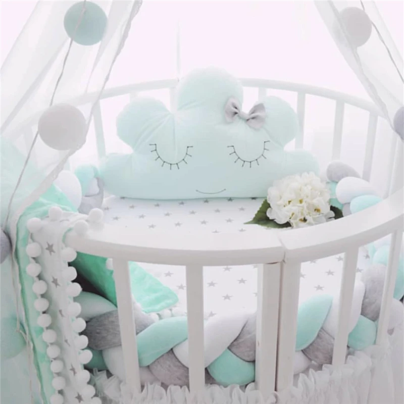 2M/3M Nodic Knot Newborn Baby Bed Bumper Knotted Braid Pillow Cushion Baby Crib Bumper for Infant Room Cot Decor