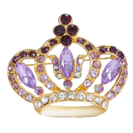 Rinhoo 5 цветов Золотая брошь «Корона» корона принцессы из страз Брошь для женщин Свадебные Ювелирные украшения в подарок - Окраска металла: purple