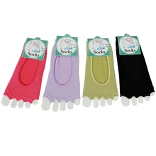 1 пара, женские носки для йоги, Нескользящие женские массажные носки с половинными пальцами, теплые хлопковые спортивные носки для бега