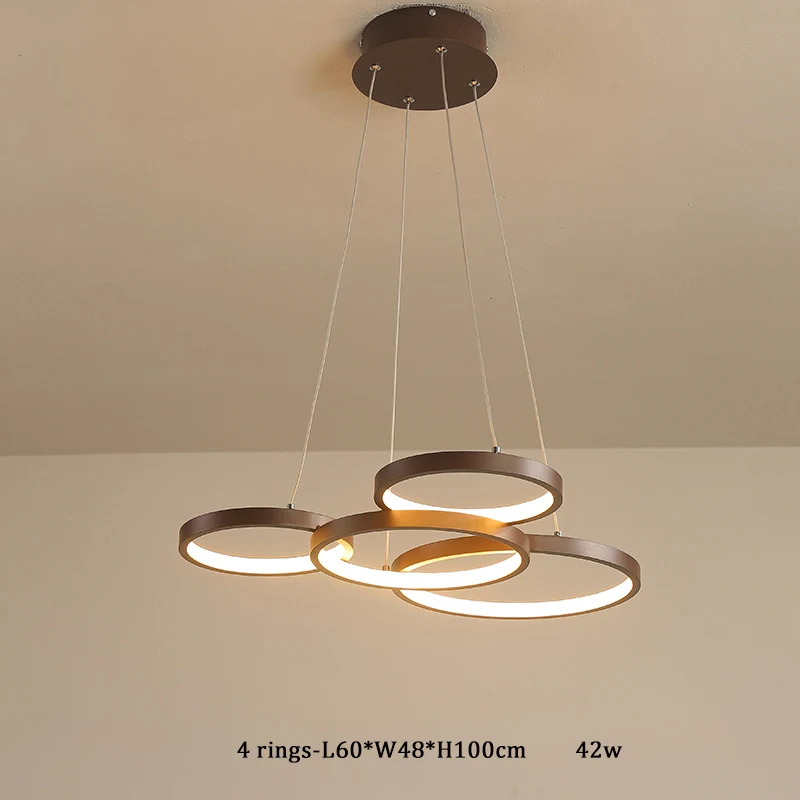 Креативные современные круглые люстры для гостиной, столовой, кухни, алюминиевая подвесная люстра - Цвет абажура: 4 rings